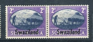 SWAZILAND; 1937 early GVI Coronation issue Mint hinged 2d. Pair