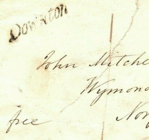 GB Wilts Cover DOWNTON Straight-Line Salisbury CDS Wymondham 1842 ZA207