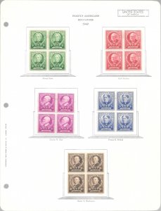 #859-893 MH 1c-10c 35 Blocks of 4, Complete Famous Americans (my225)