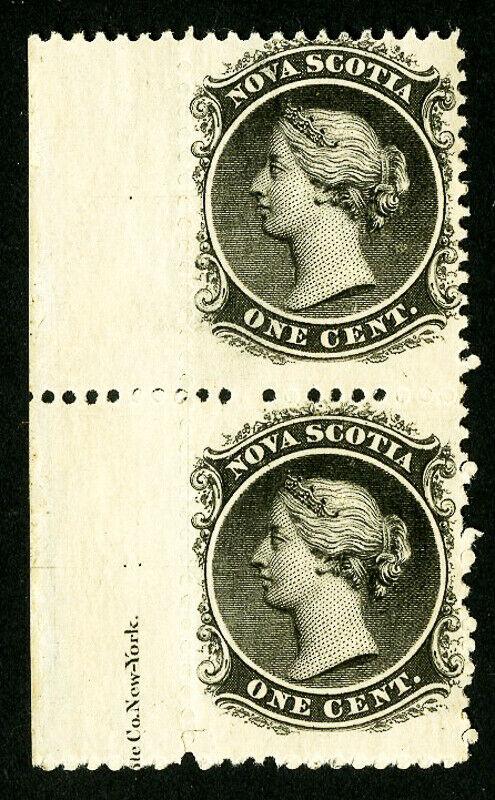 Nova Scotia Stamps # 8 VF OG NH Imprint Pair Scott Value $40.00