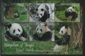 Tonga 2013 MNH Sc 1225 Giant Pandas Souvenir sheet of 5