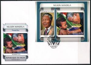 NIGER 2017 NELSON  MANDELA  SOUVENIR SHEET FIRST DAY COVER