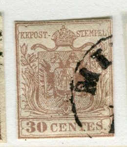 AUSTRIA LOMBRADY VENETIA; 1850 classic Imperf 30c. issue used value + POSTMARK