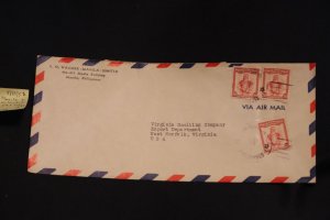 Philippines 597 (x3) on cover Manila to W. Norfolk VA (#1679)