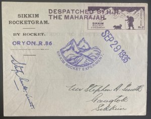 1935 India Sikkim Rocket Experiment Flight Sheet cover Only 200 Flown Not Posted