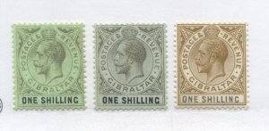 Gibraltar KGV 1921 3 different 1/ mint o.g. hinged