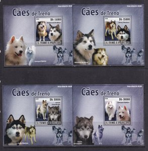 Sao Tome and Principe 2008 Dogs 4 S/Sheets Deluxe Edition MNH