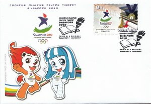 Romania 2010, Singapore Youth Olympic, cartoons, FDC