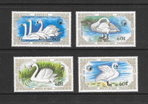 BIRDS - MONGOLIA #1609-12 SWANS MNH