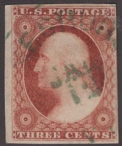 US Scott # 10 3c Washington Rare Green CDS Cancel