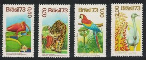 Brazil Ibis Macaw Rhea Birds Jaguar Flora and Fauna 4v 1973 MNH