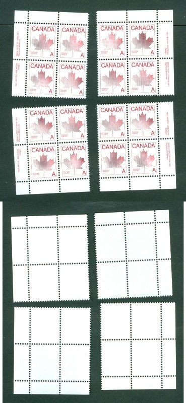 Canada. 1981 Set. 4 Corner Block Margin. Maple Leaf A MNH. CBN PL.# 1. Sc# 907