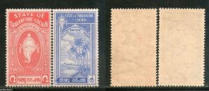 India Travancore Cochin State Shell & Tree SG 12-13 / Sc 16-17 Cat. £9 MNH Fine