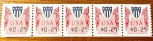 US # CVP 31 Computer Generated 1992 29c Strip of 5 Mint NH