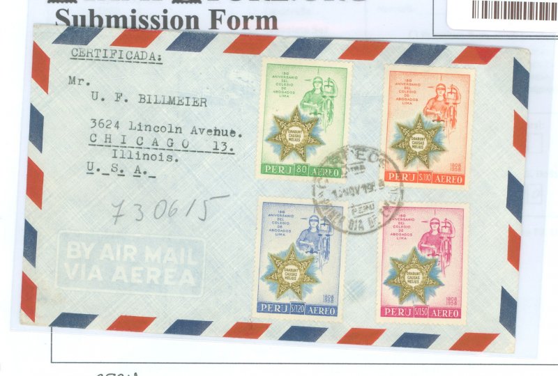 Peru  1958 FDC Air Lima - Chicago