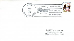 CACHET COVER BATSTO NEW JERSEY STAGE COACH MAIL PINE BARRENS EXPRESS 1976 (TE1)