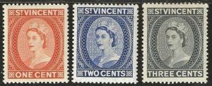 St. Vincent 186-188, mint, lightly hinged. 1955. (S1268)