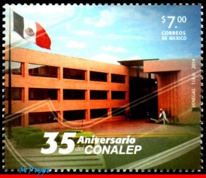 2921 MEXICO 2014 CONALEP, 35th ANNIV. OF THE FOUNDATION, FLAG, ARCHITECTURE, MNH