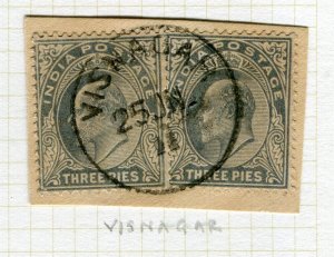 INDIA; Early Ed VII issue with fine POSTMARK, Visnagar