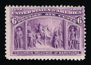 AFFORDABLE GENUINE SCOTT #235 MINT OG NH 1893 COLUMBIAN EXPO ISSUE 6¢ PURPLE