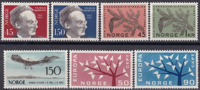 Norway #403-7, 414-5  F-VF Unused CV $13.35 (Z4579)