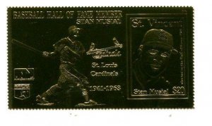 St Vincent gold foil Professional Baseball Stan Musial St. Louis Cardinals 9137