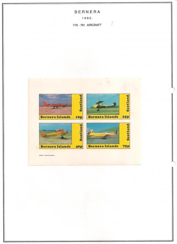 SCOTLAND - BERNERA - 1982 - Aircraft (1) - 4v Imperf Sheet - MLH