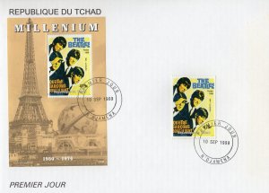 Chad 1999 Sc#809f  THE BEATLES  Single + Souvenir Sheet Perforated FDC