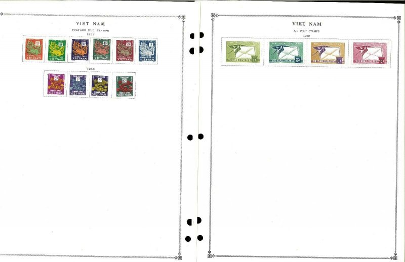 Viet Nam 1951-1975 Mint(mostly) & Hinged on 21 Scott  International Pages.