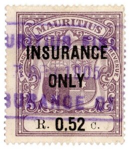 (I.B) Mauritius Revenue : Insurance 52c (1904)