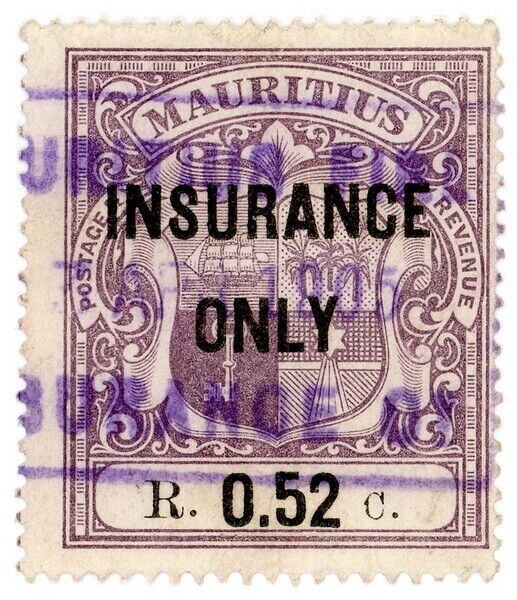 (I.B) Mauritius Revenue : Insurance 52c (1904)