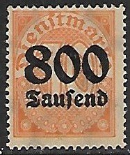 Germany # O36 - Numeral Ovpt. 800thd on 30pf - unused/HR.....[KLBL4]