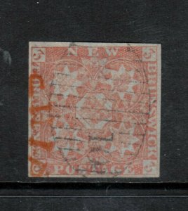 New Brunswick #1 Very Fine Used With Ideal #10 Numeral Grid & Ship Cancel