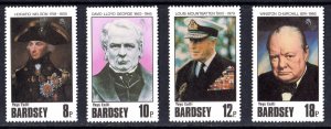 BARDSEY ISLAND 1980 WISTON CHURCHILL-LOUIS MOUNTBATTEN-NELSON  SET (4) MNH