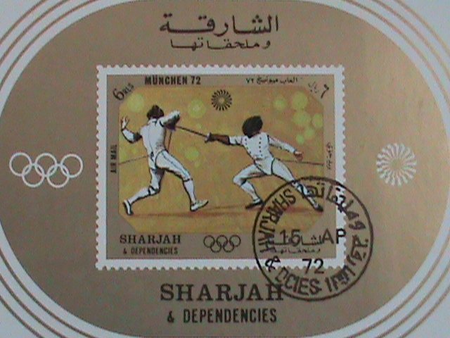 SHARJAH-STAMP:- 1972-   OLYMPIC MUNIVH'72 - CTO AIR MAIL S/S SHEET NOT HING