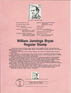US SP737 William Jennings Bryan Souvenir Page #2195