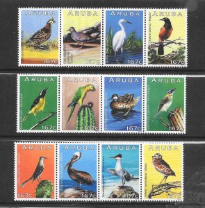 BIRDS- ARUBA #429a-l  MNH