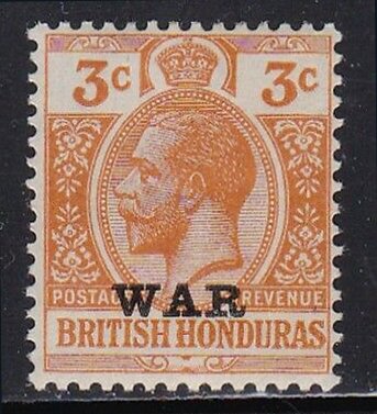 British Honduras SC#MR3 George V 3c War Tax (1918) MH