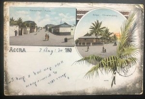 1900 Accra Gold Coast Picture Postcard cover To Douglas England Main Street View