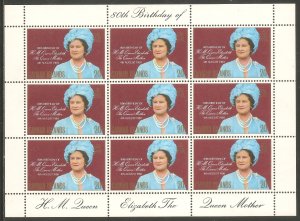 CAYMAN ISLANDS Sc# 443 MNH FVF Full Sheetlet Queen Mother Birthday