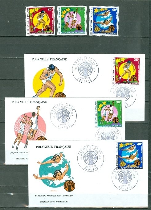 FRENCH POLYNESIA 1978 SPORTS  #C117-19 SET MVLH & FDC(3)