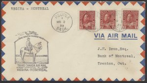 1939 Regina to Montreal Flight Cover MAR 2 #106 2c Admirals #3903aa