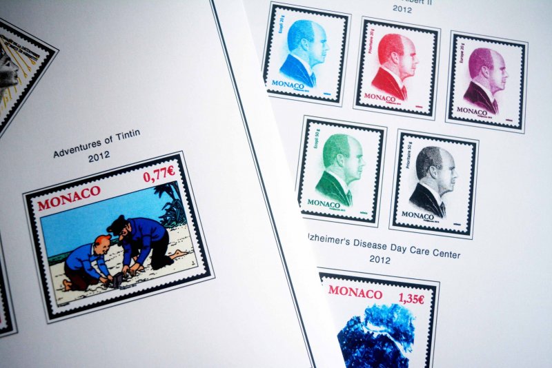 COLOR PRINTED MONACO 2011-2020 STAMP ALBUM PAGES (63 illustrated pages)