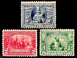 US #328-330 MINT H Jamestown complete Set