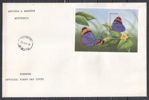 Barbuda, Scott cat. 1680. Butterfly s/sheet. Large First day cover.