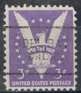 1942 3c War w/precancel ERROR f/DEL REY CA(905-703) Reads: RAY!