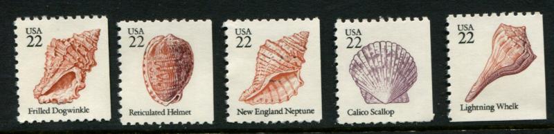 2117-21 22c Sea Shells sgls, MNH