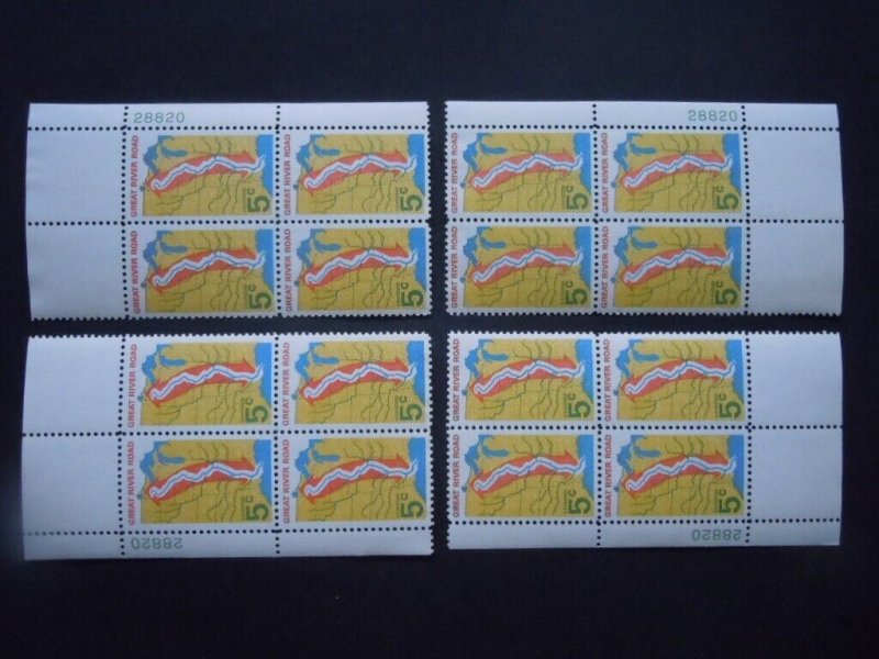 1319 5c Great River Road Plate Block #28820 Matched Set MNH OG VF