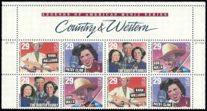 PCBstamps   US #2771/2774 Top Strip $3.32(8x29c)Country Music, MNH, (2)