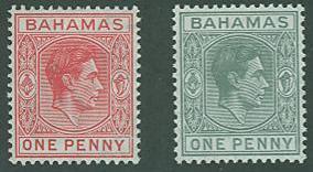 Bahamas SC#101, 101A King George VI, 1d, MH 